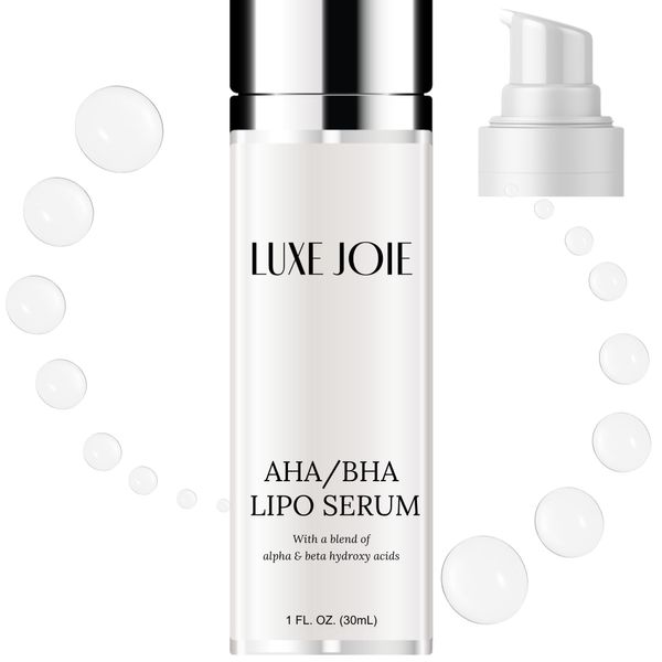 AHA BHA Lipo Serum Liquid Exfoliant Glycolic Acid Skin Clearing Fights Acne Breakouts Blemishes Pimples Reduces Pore Size Tighten Skin Fine-Lines