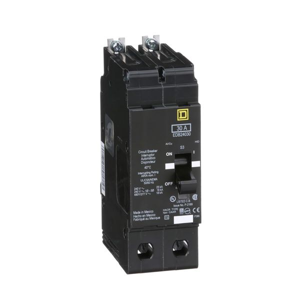 Square D EDB24030 EDB Type Circuit Breaker, 30-Amp, 2-Pole, 480Y/277V