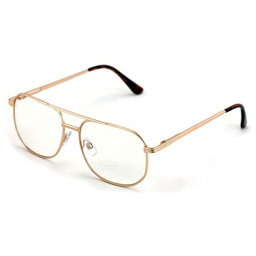 V.W.E. Metal Clear Len Glasses - Big Lens Spring Hinge Square Fashion Gold Gunmetal (Gold)