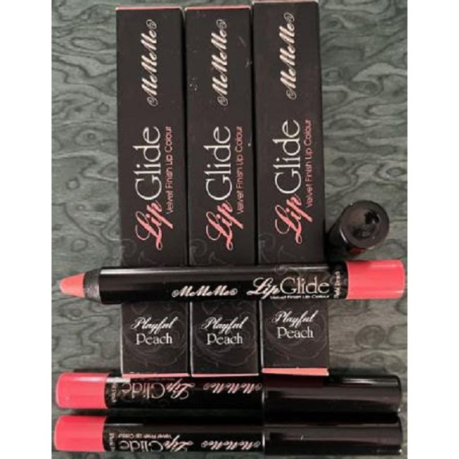 (3) of MeMeMe Lip Glide Playful Velvet Finish Lip Colour ~ Peach - Bundle of 3