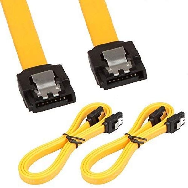 LINESO 2Pack 32in Long SATA Cable 6gb Straight with Locking Latch(Yellow)
