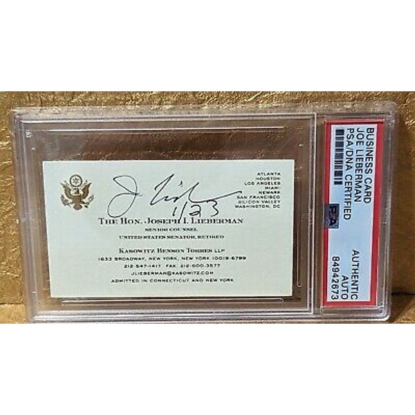 Senator Joseph Lieberman PSA/DNA Autograph Signed Business Card