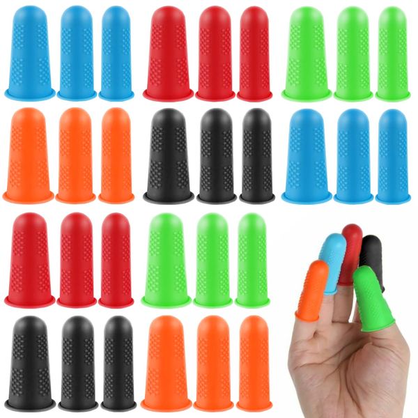 30 Pcs Rubber Finger Tips, FAURAPMNG 3 Size Silicone Finger Protector, Hot Glue Gun Rubber Fingers Cover Caps, Thimble Fingers Guard Tip, Thick Office Cover Finger Pads for Counting Sewing Sorting