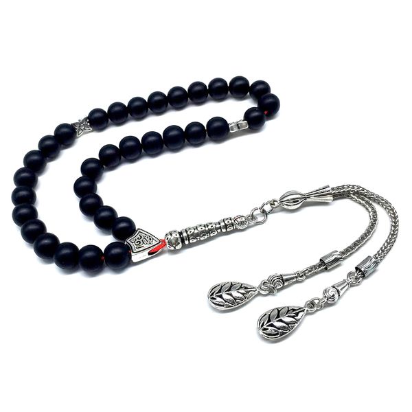 ALBATROSART -Gentle Men Collection- Prayer Beads-Worry Beads-Tesbih-Tasbih-Tasbeeh-Misbaha-Masbaha-Subha-Sebha-Rosary (Synthetic Black Onyx Stone -8 mm 33 beads-)