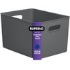 Superio Large Grey Ribbed Storage Bin, Plastic Storage Basket (22 Liter)