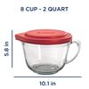 Anchor Hocking Batter Bowl, 2 Quart Glass Mixing Bowl with Red Lid