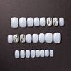 24 Pieces White Nail Tips Rhinestone Nails Short Nail Decorations for Photos Reception Parties After-Parties School Entrance Ceremonies Girls' Party Amusement Park