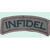 INFIDEL NAME TAG ROCKER ARC TAB MILITARY ARMY HOOK FOREST TACTICAL PATCH