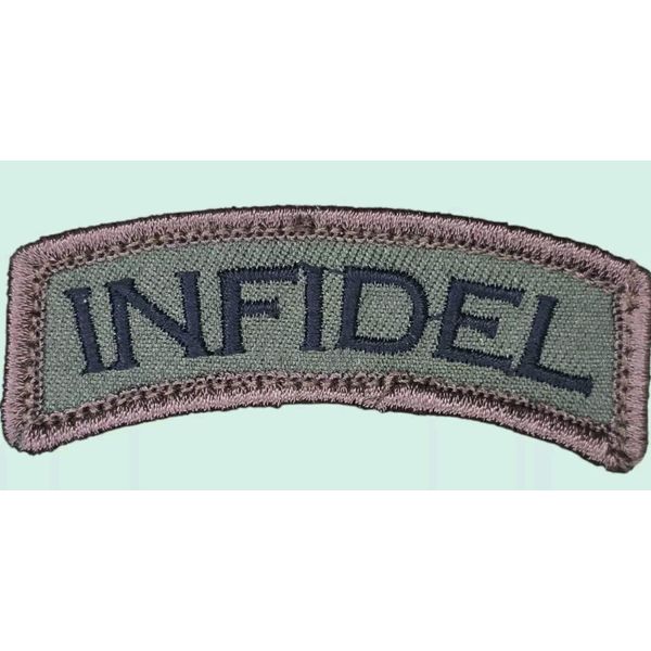 INFIDEL NAME TAG ROCKER ARC TAB MILITARY ARMY HOOK FOREST TACTICAL PATCH