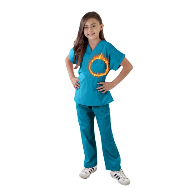 Kids Scrubs Super Soft Children Scrub Set Kids Dress up (7, Teal)