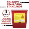 2 Gallon Sharps Container, Bio-hazard Container, Syringe Needle Disposal, 3/Box