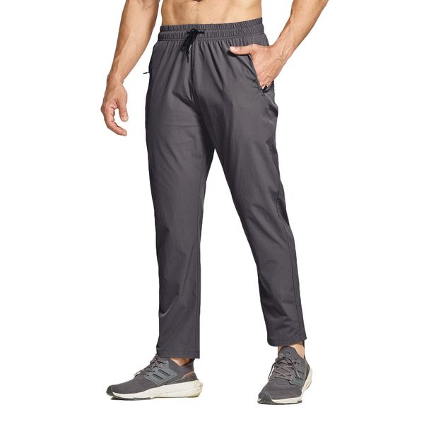 JustSun Jogginghose Herren Trainingshose Sporthose Herren Lang Track Pants Schnelltrocknend Laufhose Stretch Fitness Sport Gym Hosen Männer mit Reißverschluss Grau XL