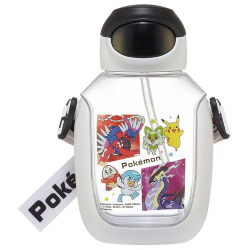 Skater PDSH6DX-A Water Bottle with Straw, 18.9 fl oz (530 ml), Pokemon 23N Straw Water Bottle, One Push for Kids