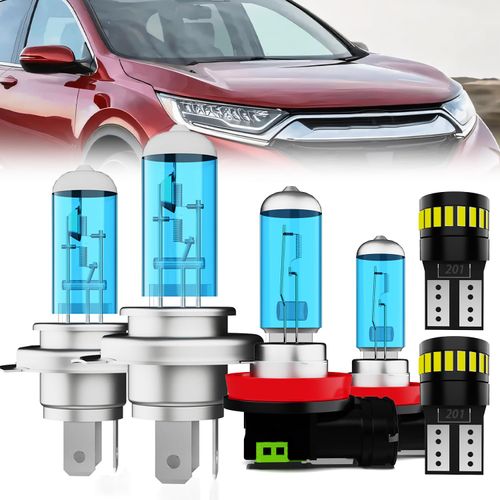 LECCIBUB Headlight Bulbs License Plate Lights Fit For Honda CR-V 2002-2004, 9003 High Low Beam + H11 Fog Lights Halogen Light Bulb + License Plate Lights, 6000K White, Pack of 6
