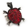 Avalaya 55mm L/Crystal Turtle Flex Ring in Ruby Red Colour/Aged Silver Metal/Size 7/9