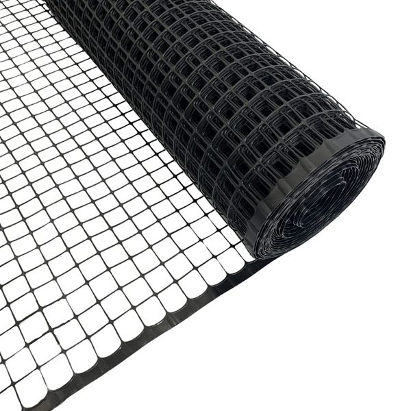 Plastic Mesh Fencing | 1m x 10m | 20mm Holes | Black | Plastic Garden Fencing Mesh, Netting For Garden Fences, Plant Support, Tree Guards, Reusable Plastic Mesh For Climbing Plants, Vegetables, Pets