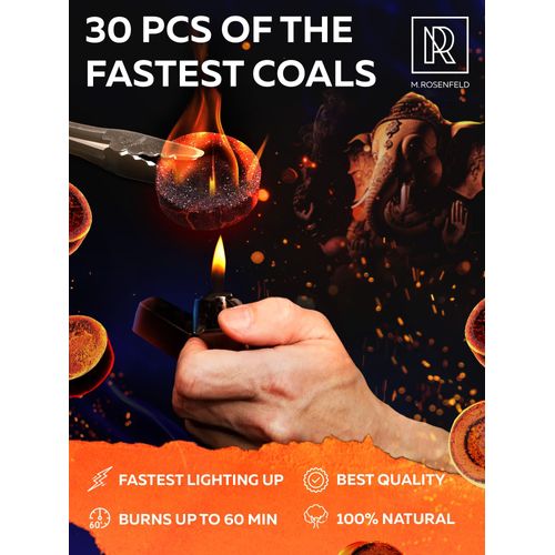 Charcoal Discs to Burn Incense - 30 pcs Charcoal for Incense Burning - 33 mm Charcoal Tablets for Incense - Most Quick Light Charcoal Tablets – Pack of 30 Incense Charcoal Discs by M. ROSENFELD