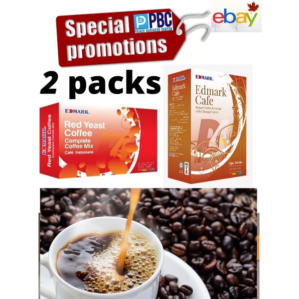 (2pack) Edmark Red Yeast Coffee + Edmark Ginseng Café . 40 Sachet (Fast deliver)