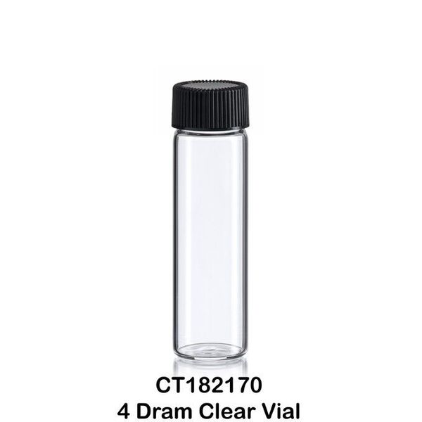 100 Clear Glass Vials 15 ml w/ Screw Caps 21 x 70 mm 4 Dram (1/2 Oz.), 2.75"