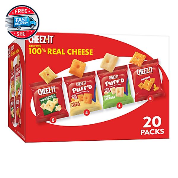 Cheese Crackers, Baked Snack Crackers, Office and Kids Snacks, Variety Pack, 17