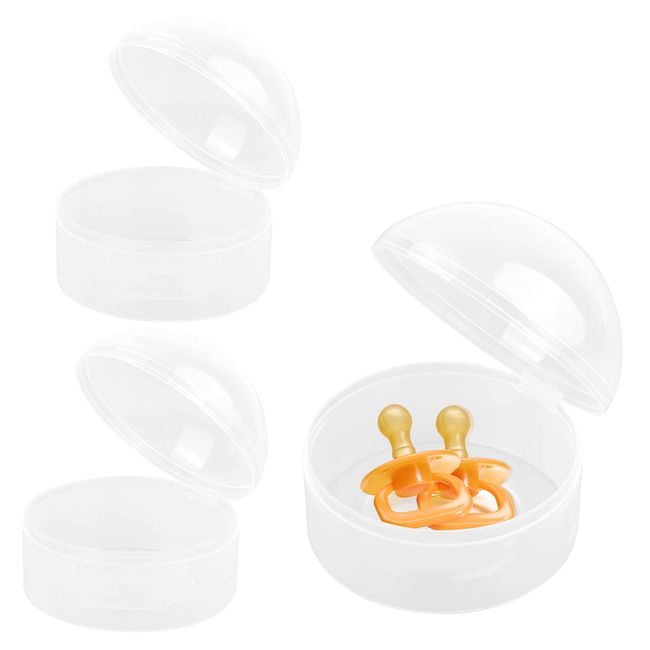 Jinlaili 3PCS Schnullerbox Transparent, Staubdicht Schnuller Box, Schnullerhalter BPA-Frei, Schnullerbox Tragbar Reise Aufbewahrungsbox für die tägliche, Aufbewahrung von 2 Schnullern - Babyfreundlich