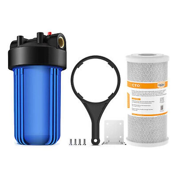 10" Big Blue Whole House Water Filter Housing System CTO Carbon Block Cartridge