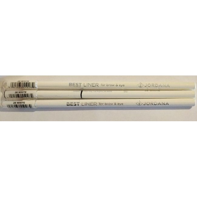 Jordana Eye Eyeliner Pencil .044-oz. #28 - White New, Sealed, lot of 3.