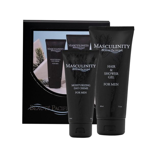 Beauté Pacifique - Masculinity Skin Care Gift Set - 100 ml Day Cream & 100 ml Showergel - Suitable for all skin types - Face Moisturiser For Men - Softens The Skin - Hair & Body Wash