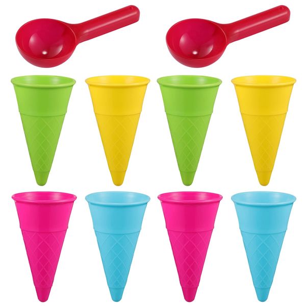 TOYANDONA 10 PCS Outdoor Beach Toys Ice Cream Cones Scoop Set Sand Mold Toys Seaside Play Sand Toys for Kids Toddlers (Random Color)