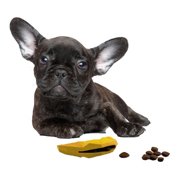 Thilife Interactive Dog Treat Dispenser Toy for Aggressive chewers, Boredom Relief, Enrichment and Brain Stimulation | Cleans Teeth for Dogs, Puppies and Cats | Indestructible, Durable (Banana)