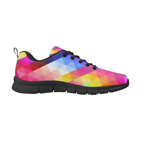 Womens Sneakers, Multicolor Grid Illustration Running Shoes - 6