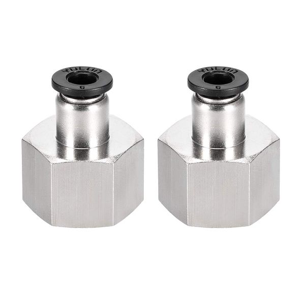 uxcell Push In Plug Tube Fitting Adapter Straight Pneumatic Connector Pipe Fitting 6mm Tube Outer Diameter x 1/2PT Female 2pcs