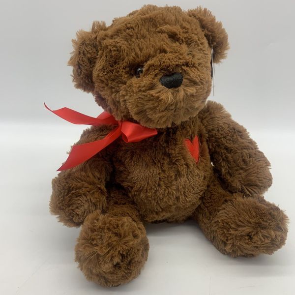 Dandee Valentines Day Teddy Bear Embroidered Heart Bow Soft Shaggy Plush New NWT