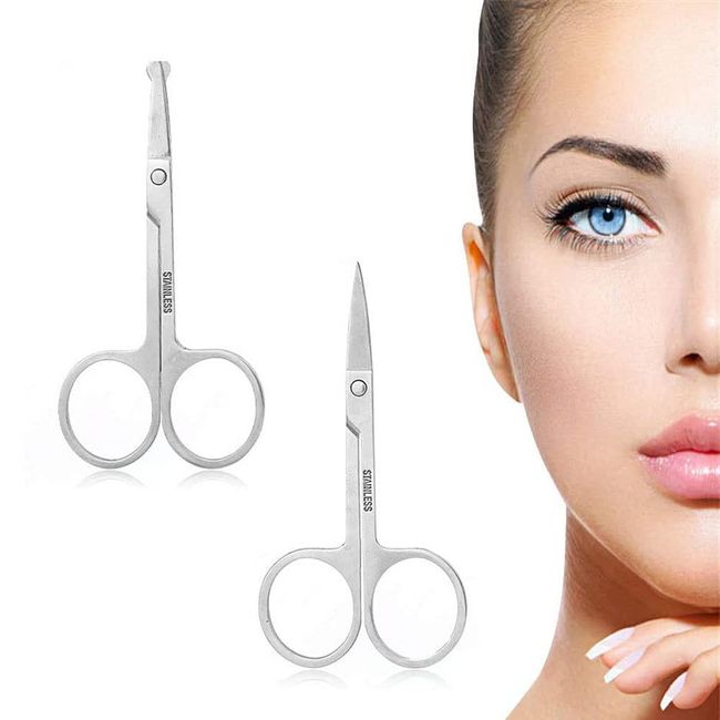 Facial Hair Small Grooming Scissors for Eyebrow, Nose Hair, Mustache,  Beard, Eyelashes, Stainless Steel Hair Cutting Scissor