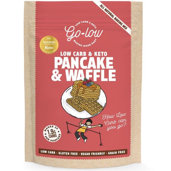 GO-LOW Keto & Low Carb Pancake & Waffle Baking Mix | Only 1.9g carbs | Super Clean Ingredients | No sweetener | Award winning | Diabetic friendly | Sugar Free | Made in Yorkshire | Makes 20 Pancakes