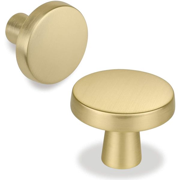 goldenwarm 10 Pack Gold Door Knobs Gold Drawer Knobs Brass Door Knob Gold Knobs Brass Cupboard Knobs Brushed Brass Cabinet Knobs Single Hole Gold Kitchen Handles