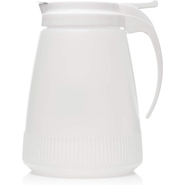 [5 PACK] EcoQuality 48oz Plastic Syrup Dispenser with Plastic Lid and Stainless