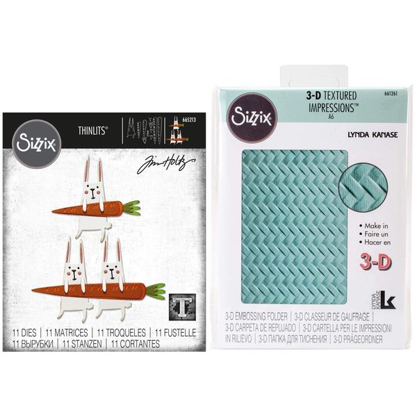 Sizzix Tim Holtz Tim Holtz Sizzix Carrot Bunny Thinlits and 3-D Woven Textured Embossing Folder-2 Items