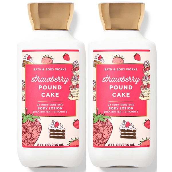 Bath & Body Works Bath and Body Works Super Smooth Body Lotion Sets Gift For Women 8 Oz -2 Pack (Strawberry Pound Cake) Packaging Varies