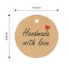 G2PLUS 100 PCS Kraft Gift Tags, 5CM "Hand Made with Love" Round Paper Tags, Hang Wedding Labels Tag with 20M String for Handmade Present