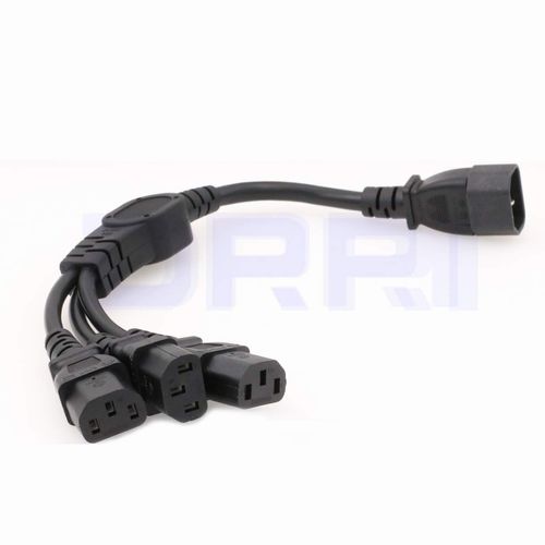 DRRI IEC 320 C14 Male Plug to 3X C13 Female Y Splitter Power Adapter Cable 250V/10A (C14-3*C13 Type 1)