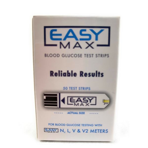 EasyMax Diabetic Blood Glucose Test Strips 50ct (1 box of 50)