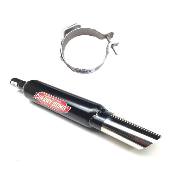 Cherry Bomb Universal Performance Exhaust Slash Cut Black Fits Ford + Bracket