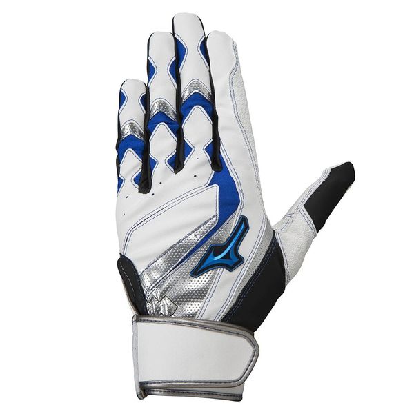 Mizuno 1EJEY24501 Junior Batting Gloves, Ambidextrous, Baseball, Will Drive, Blue (White x Blue/JL/Jr)