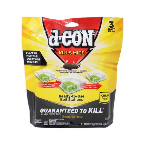 d-Con Ready-to-Use Disposable Bait Station Kills House Mice, 3 Count