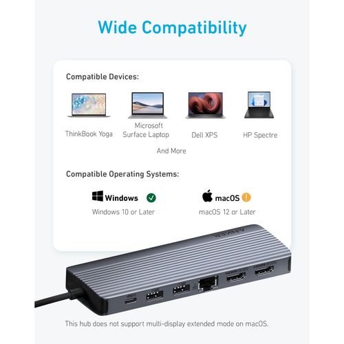 Anker 14-in-1 USB-C Hub With 4K HDMI, 1080p VGA, 100W Power Delivery, 5Gbps USB-A/C Data Ports for MacBook, Dell XPS, HP Laptops