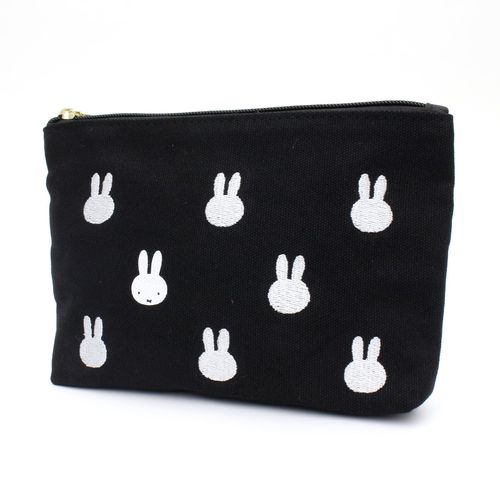 CHIFLE TRC7100 Miffy Canvas Multi-Pouch, Choose from 2 Sizes, Size M: B251. Monogram Face Black