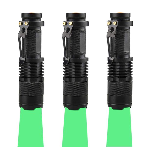 WAYLLSHINE (Pack of 3) Single Mode Green LED Flashlight, Hunting Light Mini Green Light Flashlight, 1 Mode Green Flashlight, Green Flashlight Torch for Hunting Night Observation