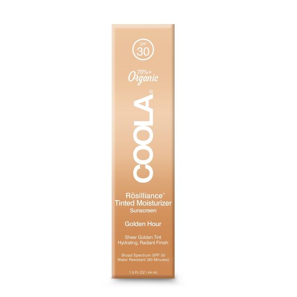 Coola Rosilliance SPF 30 BB+ Mineral Tinted Sunscreen, Sheer and Luminous Finish, 70 Percent + Organic and Dermatologist Tested, Golden Hour, 44 ml