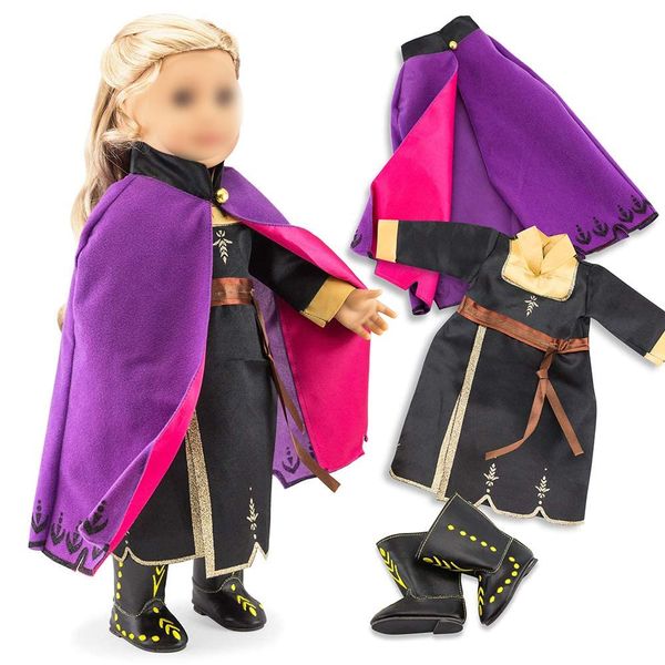 OCT17 Fits Compatible with American Girl 18" Princess Costume 18 Inch Doll Clothes Outfit Set Costume Purple